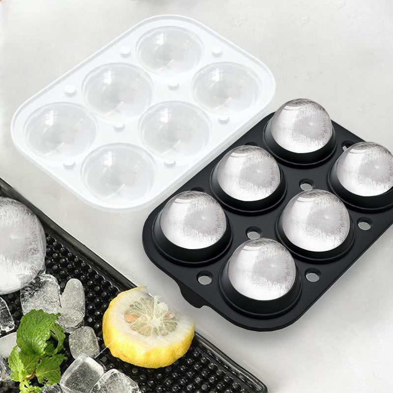 ROTTAY Ice Cube Trays (Set of 2), Sphere Ice Ball Maker with Lid & Large Square Ice Cube Maker for Whiskey, Cocktails and Homemade, Keep Drinks Chilled Black - Image 3